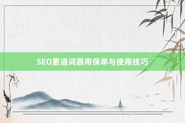 SEO要道词器用保举与使用技巧